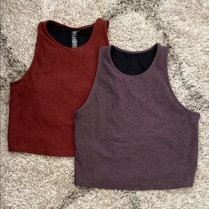 Vuori Red and Purple Crop Tank Tops